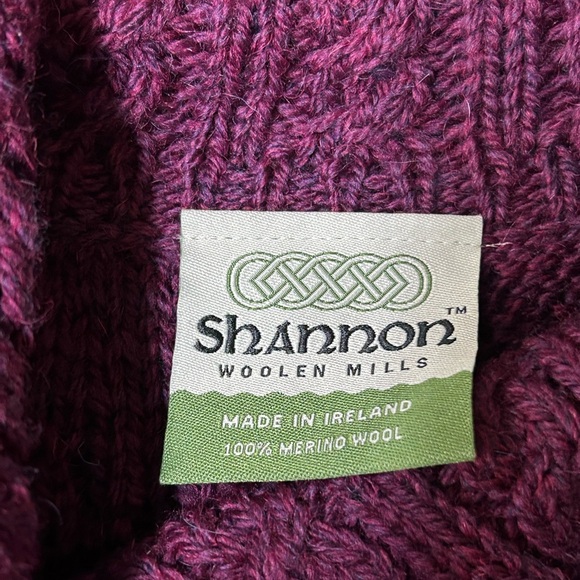 Shannon Woolen Mills Cable Knit Sweater Made In Ireland women size XS purple - Picture 3 of 6